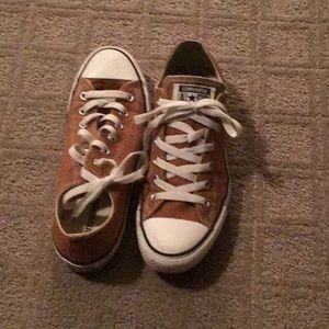 Gold Converse All Stars. Size 8. Lightly worn.